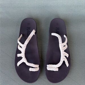 Plaka Relief Sandals Crochet Woven Flip Flops